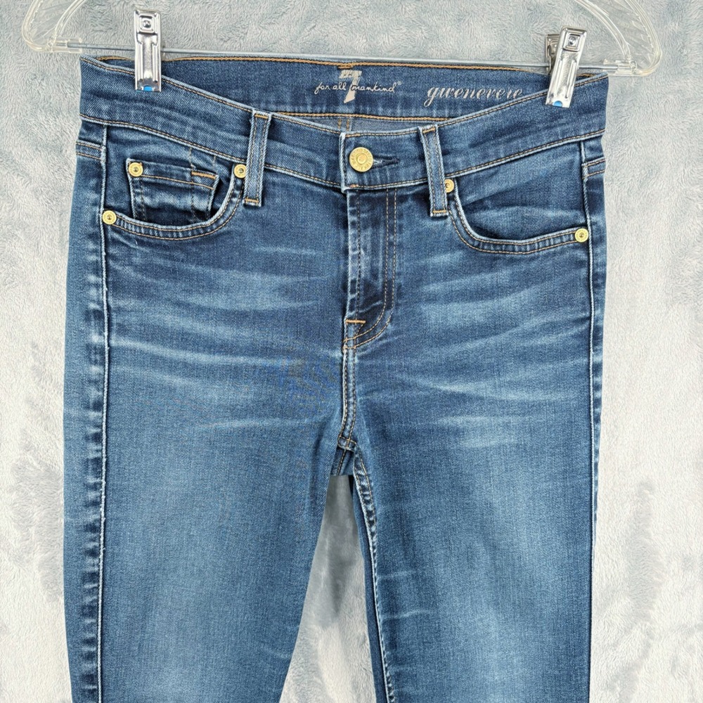 7 For All Mankind Womens 26 (Fit 26x29) Gwenevere Skinny Stretch Dark Wash Denim